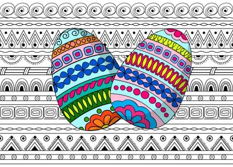 Eggs decoration on the seamless pattern Stock Illustration