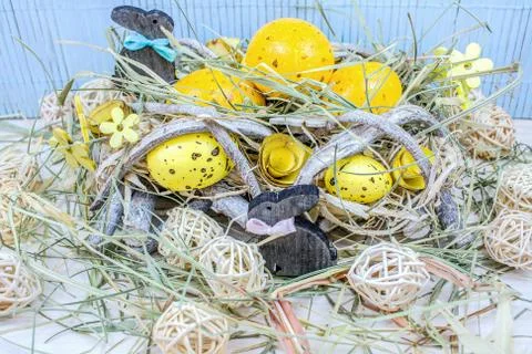 Eggs in Easter nest Stock Photos