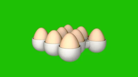 Eggs in egg tray  3D icon motion render Stock Footage 331018290