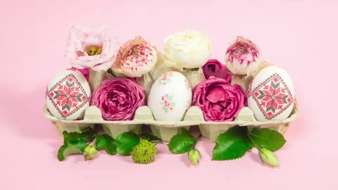 Eggs Flowers Lean Loop Stock Footage 267079933