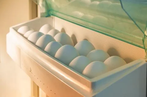 Eggs in the fridge 스톡 사진