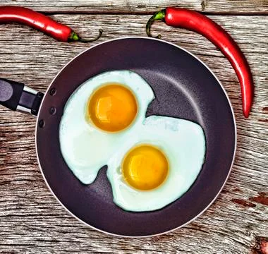 Eggs. Fried egg in a frying pan. Foto stock