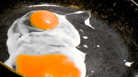 Eggs fried in a pan. Omelette. Clous up Stock Footage 68312259