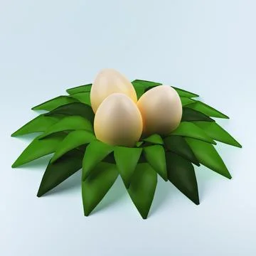 Eggs in the grass 3d rendering Stock Illustration