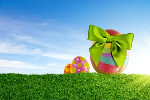 Eggs on grass Stock Illustration