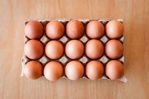 Eggs in a gray container Stock Photos