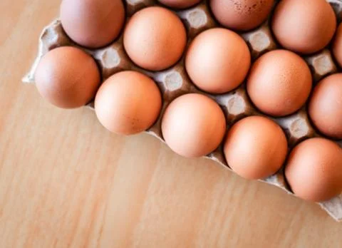 Eggs in a gray container Stock Photos