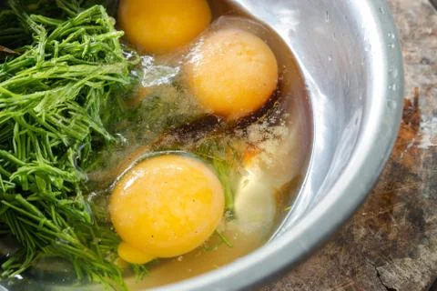 Eggs with green Vegetable. Stock Photos