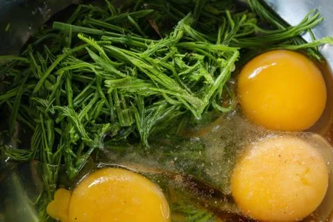 Eggs with green Vegetable. Stock Photos
