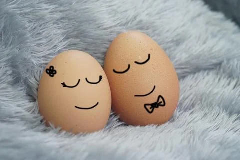 Eggs with a happy expression when sitting with a partner, expression mental.. Stock Illustration