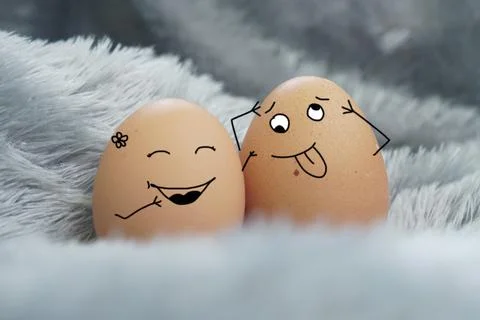 Eggs with a happy expression when sitting with a partner, expression mental.. Stock Illustration