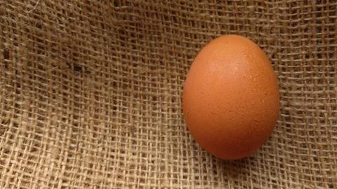 Eggs on  hemp fabric background Stock Photos