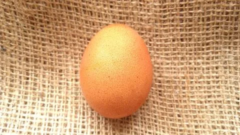 Eggs on  hemp fabric background Stock Photos