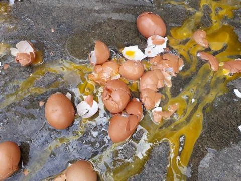 Eggs hen broken background Stock Photos