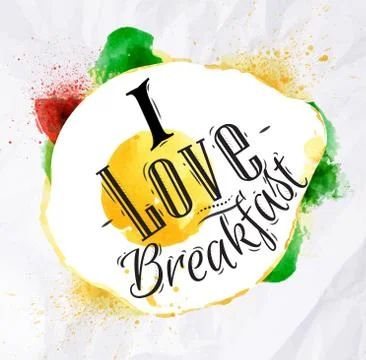 Eggs I love breakfast Stock Illustration