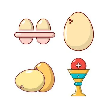 Eggs icon set, cartoon style Stock Illustration
