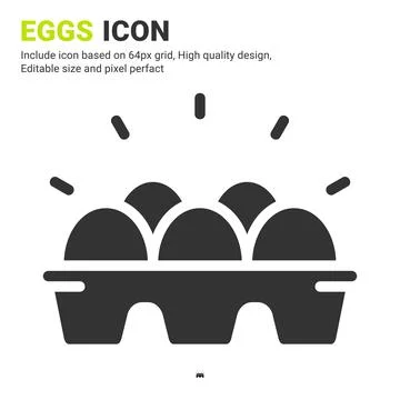 Eggs icon vector with glyph style isolated on white background 스톡 일러스트