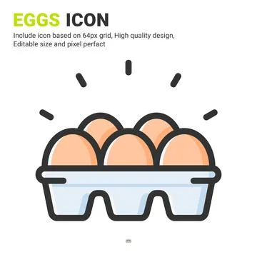 Eggs icon vector with outline color style isolated on white background Stock Illustration