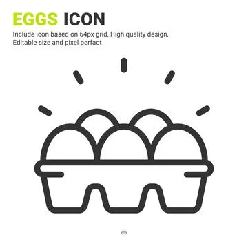 Eggs icon vector with outline style isolated on white background Stock Illustration