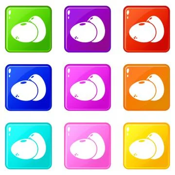 Eggs icons set 9 color collection Stock Illustration