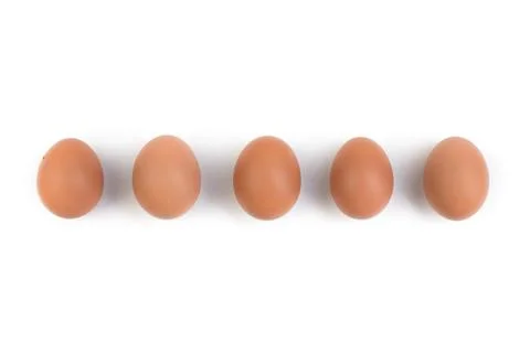 Eggs isolated on white background. Copy space for text. Top view Stock Photos