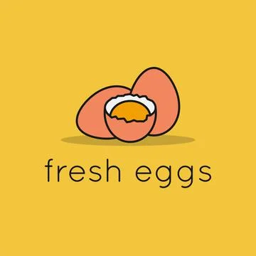 Eggs logo. Linear eggs with egg shell and yolk Stock Illustration