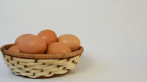 Eggs lying in a basket. breakfast Stock Footage 55797355