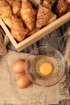 Eggs for make bakery on the sack Stock Photos