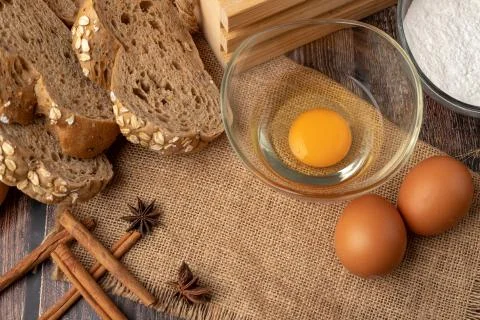 Eggs for make bakery on the sack Foto stock