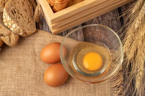 Eggs for make bakery on the sack Stock Photos