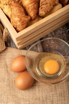 Eggs for make bakery on the sack Stock Photos