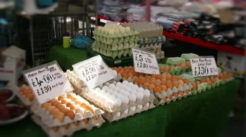 Eggs at market stall Stock Footage 10862327