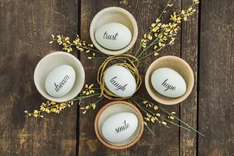 Eggs with messages Stock Photos
