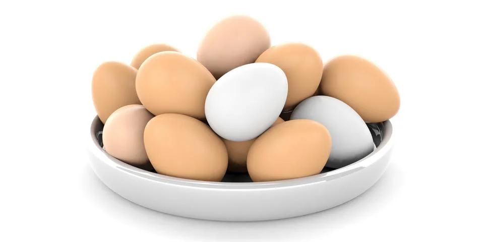 Eggs misc red plate ok white background Stock Illustration