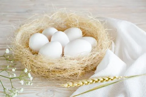Eggs in a nest Stock Photos