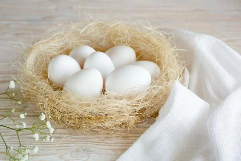 Eggs in a nest Stock Photos