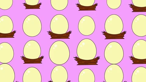 Eggs in Nests Pattern - A Colorful Easter Celebration. Stock Footage 320119248