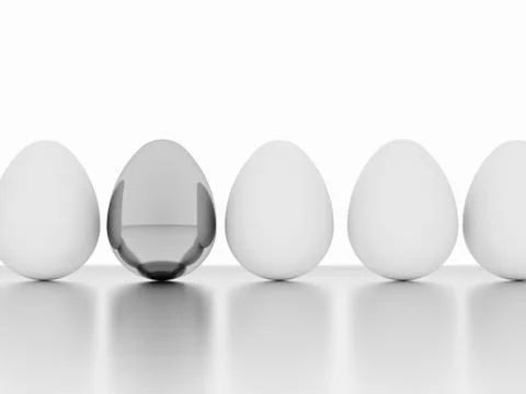 Eggs one silver with reflection Stock Illustration