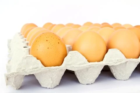 Eggs in a package to isolate the background Stock Photos