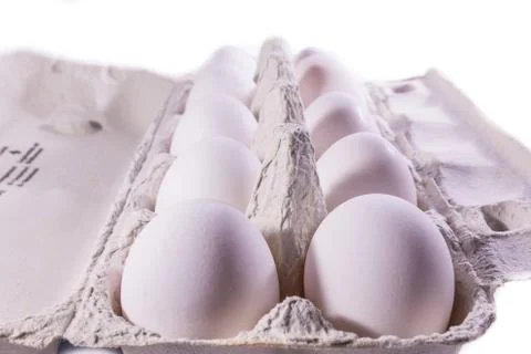 Eggs Package Tray Material Cardboard Fresh Ingredient Cooking Shells White .. Stock Photos