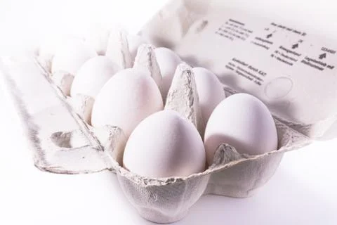Eggs Package Tray Material Cardboard Fresh Ingredient Cooking Shells White .. Stock Photos