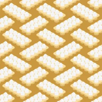 Eggs in packaging isometric pattern seamless. Egg background Stock Illustration