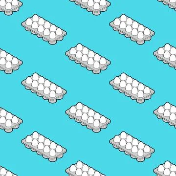 Eggs in packaging isometric pattern seamless. Egg background Stock Illustration