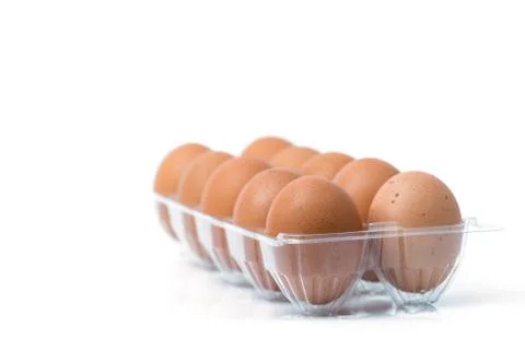 Eggs packed isolated white background Stock Photos