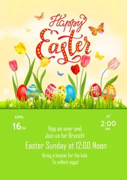 Eggs paint Poster holiday Easter Stock Illustration