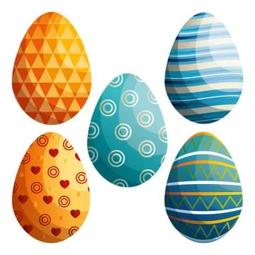 Eggs painted happy easter celebration Stock Illustration