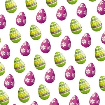 Eggs painted happy easter pattern background イラスト素材