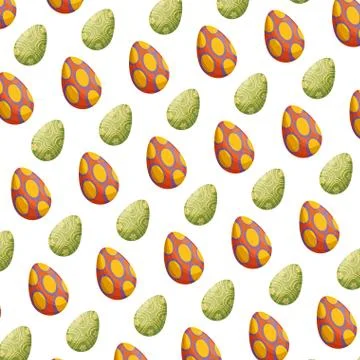 Eggs painted happy easter pattern background Illustrazione stock