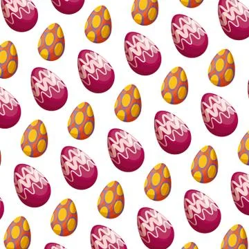 Eggs painted happy easter pattern background Illustrazione stock