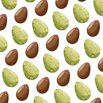 Eggs painted happy easter pattern background Illustrazione stock